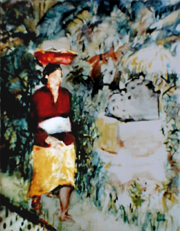 WOMAN AND TEMPLE STONE